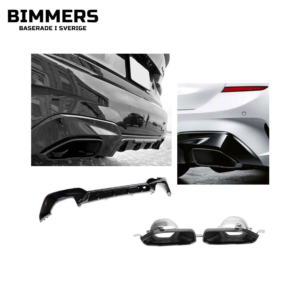 Diffusor med ändrörsblenden BMW 3-serie M340i G20 G21 2019-2022, blank svart, bild 2