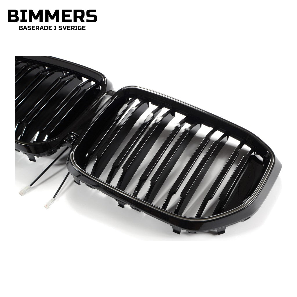 LED-njurgrill dubbla ribbor BMW X5 G05 LCI från 2023, blank svart, bild 3