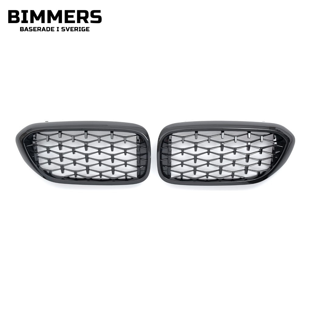Njurgrill diamantmönster BMW 5-serie G30 G31 Pre LCI 2017-2020, blank svart, bild 2