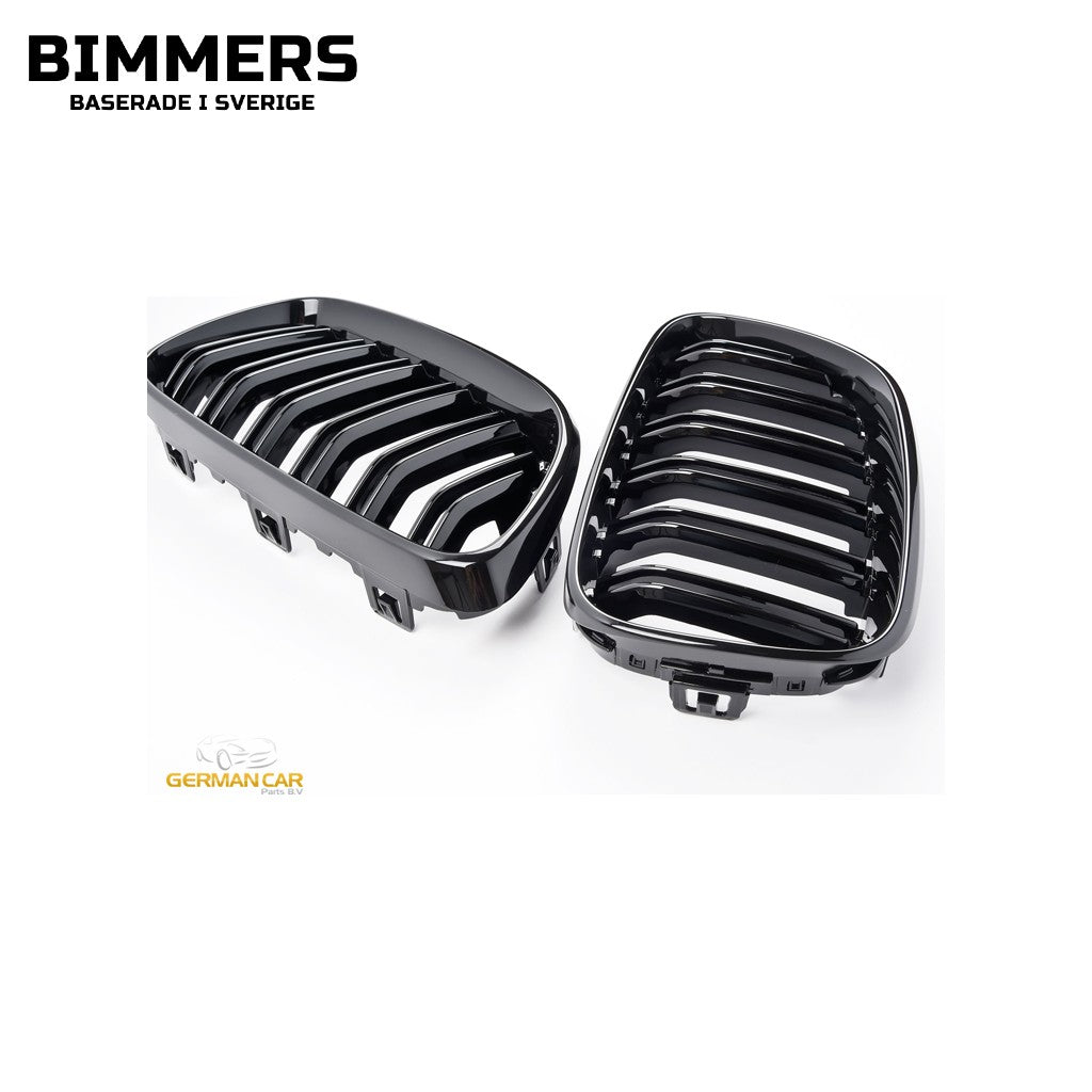 Njurgrill dubbla ribbor BMW 2-serie F22 F23 från 2013, blank svart, bild 2