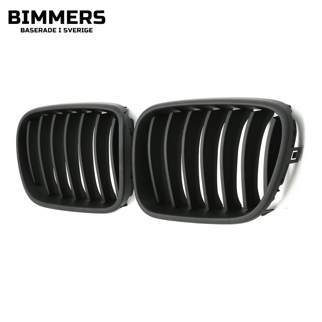 Njurgrill dubbla ribbor BMW X3 F25 Pre LCI 2010-2014, blank svart, bild 2