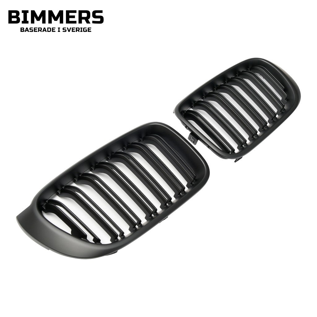Njurgrill dubbla ribbor BMW X3 X4 F25 F26 LCI 2014-2017, matt svart, bild 1