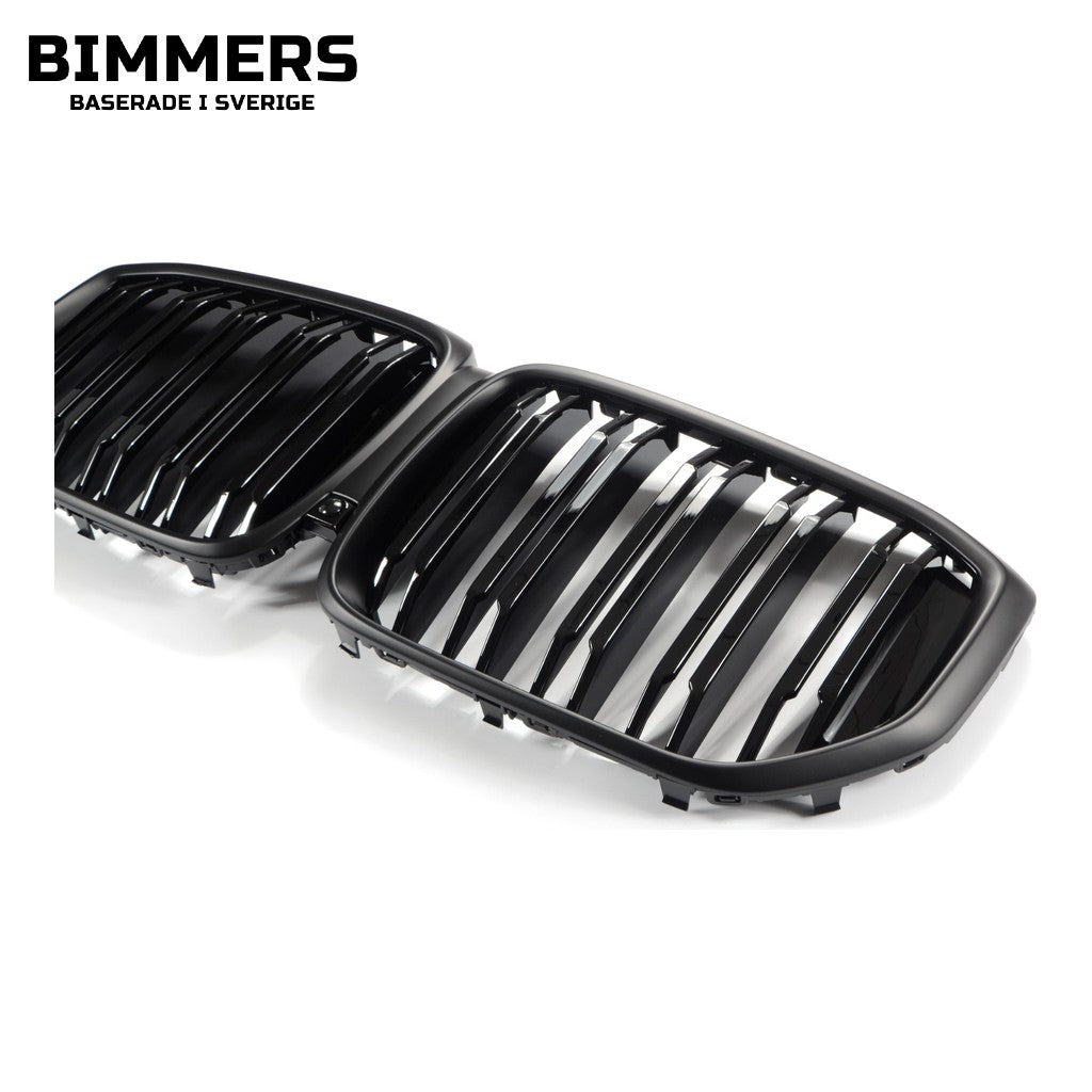 Njurgrill dubbla ribbor BMW X5 G05 LCI från 2023, blank och matt svart, bild 3
