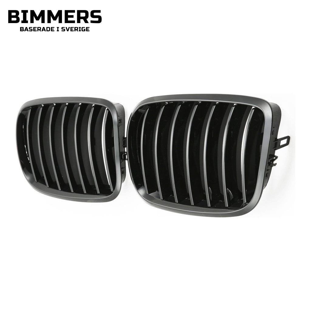 Njurgrill enkla ribbor BMW X5 X6 E70 E71 2007-2014, blank svart, bild 2