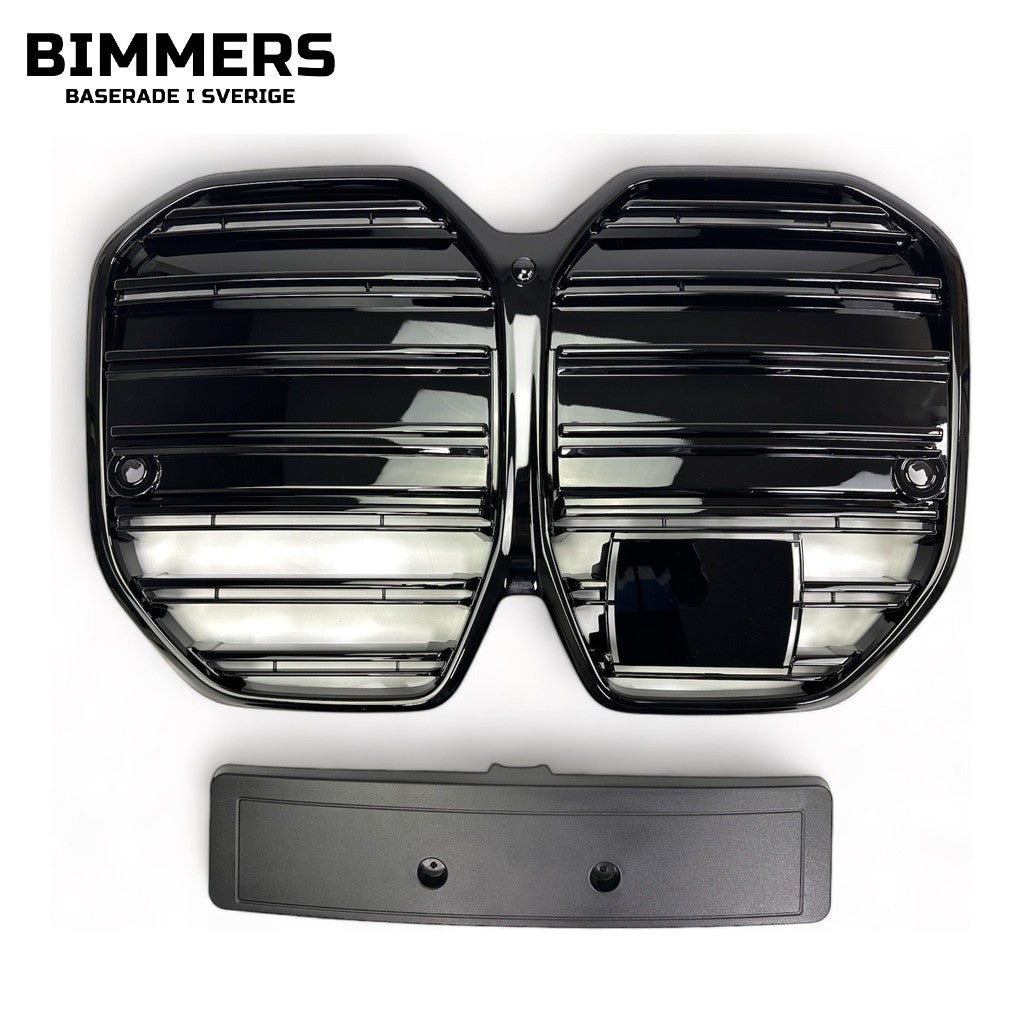 Njurgrill horisontella ribbor BMW i4 G26 från 2021, blank svart, bild 5