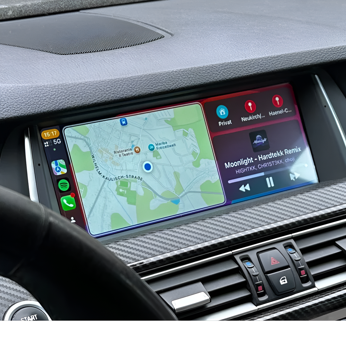 Bimmers F10 Androidskärm i Apple CarPlay meny