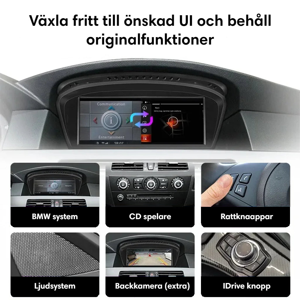 Bimmers™ Android bilstereo med trådlös Apple CarPlay, Android Auto (Passar E60, E61, E63, E64)