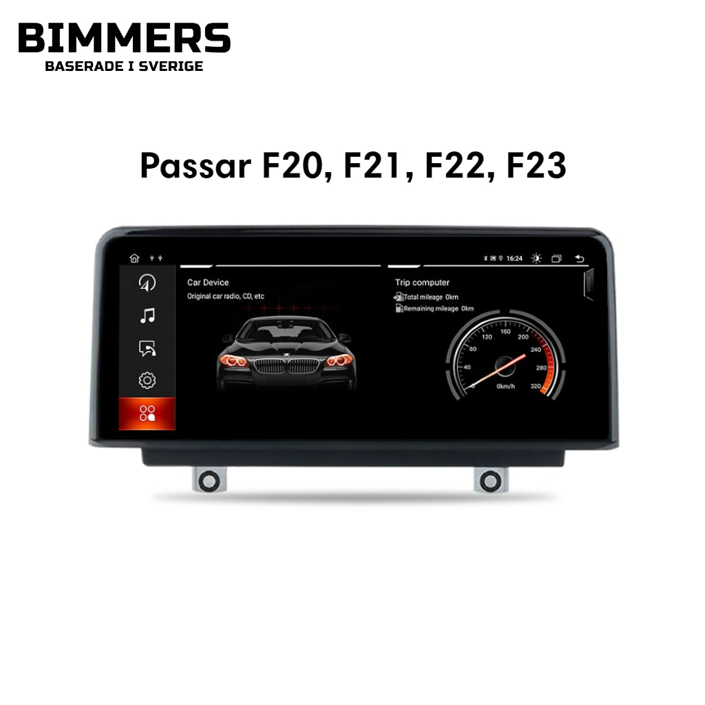 Bimmers™ Android bilstereo, skärm/ multimedia med trådlös Apple CarPlay, Android Auto (Passar F20, F21, F22, F23)