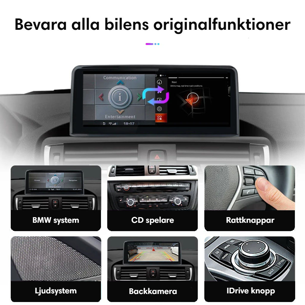 Bimmers™ Android bilstereo med trådlös Apple CarPlay, Android Auto (Passar F20, F21, F22, F23)