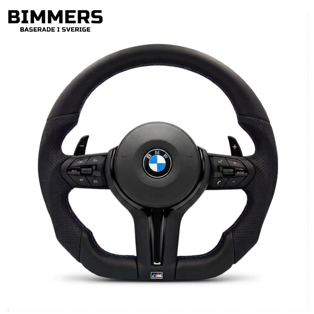 BMW M-Sport Ratt Flat bottom & Perforerat läder (Passar F1X, F2X, F3X, F8X, X3, X4, X5, X6)