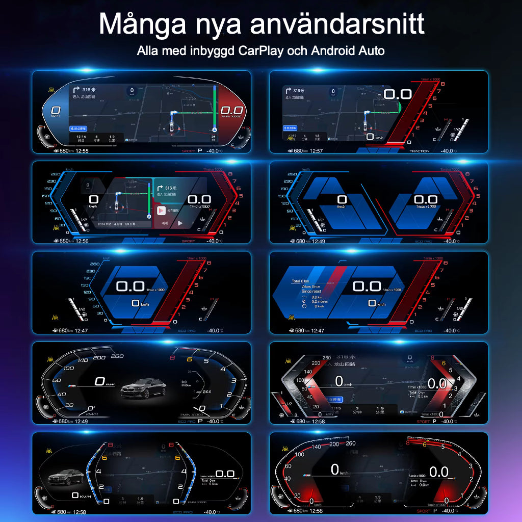 Bimmers™ Digitalt mätarhus Trådlös Apple CarPlay, Android Auto (F1x, F2x, F3x, F4x, E6x, E9x)
