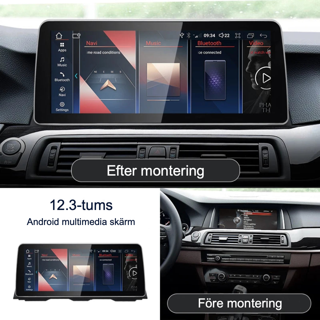 Bimmers™ 12.3" Android-skärm för BMW 5-serie (F10/F11) med Apple CarPlay & Android Auto