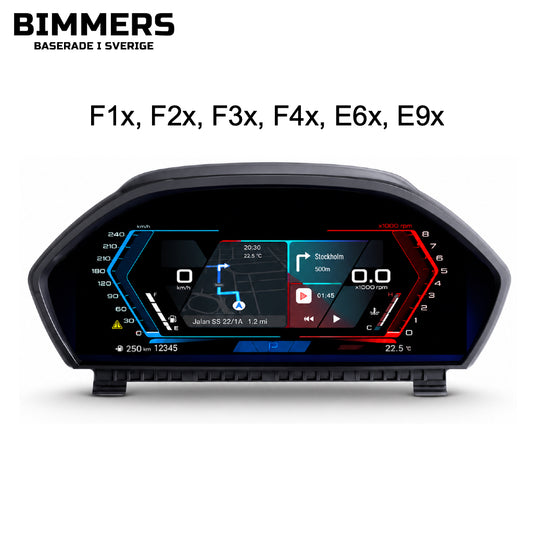 Bimmers™ Digitalt mätarhus Trådlös Apple CarPlay, Android Auto (F1x, F2x, F3x, F4x, E6x, E9x)