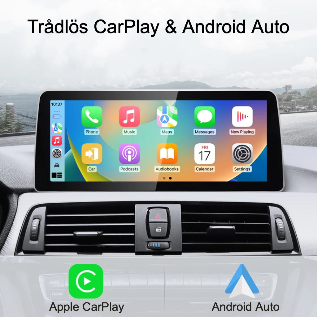 Bimmers 12.3" Androidskärm för BMW 3 och 4 serie F3X stödjer trådlös Apple CarPlay och Android Auto.