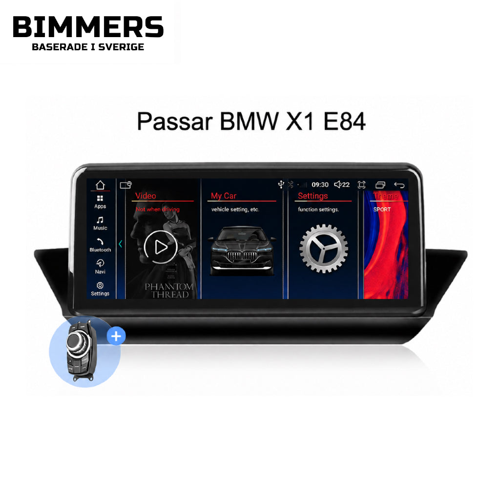 Bimmers Androidskärm för BMW X1 E84 med trådlös Apple CarPlay och Android Auto
