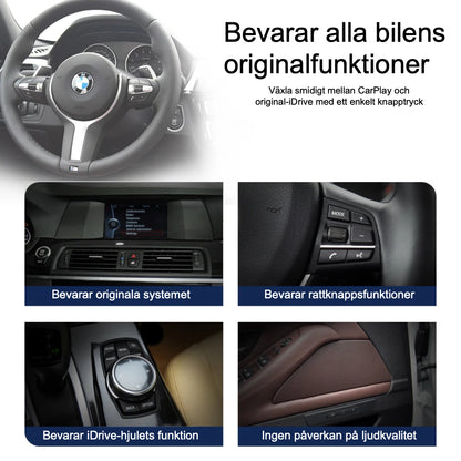 Bimmers Linux-skärm för BMW F10 och F11 bevarar bilens originalfunktioner som rattknappar, iDrive-hjul.