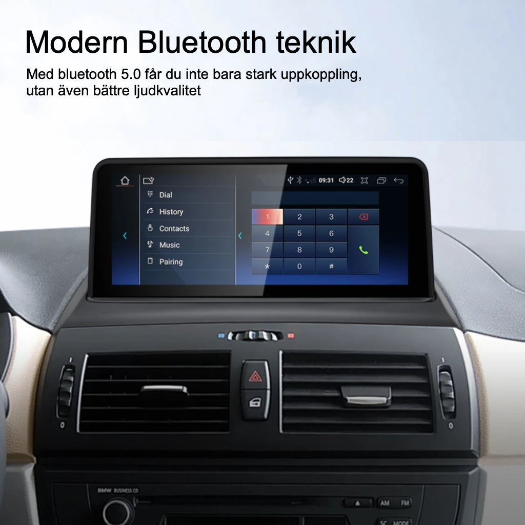Bimmers Androidskärm för BMW X3 E83 ger tillgång till Bluetooth.