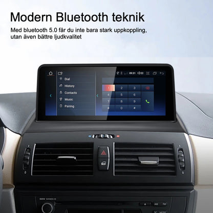 Bimmers Androidskärm för BMW X3 E83 ger tillgång till Bluetooth.