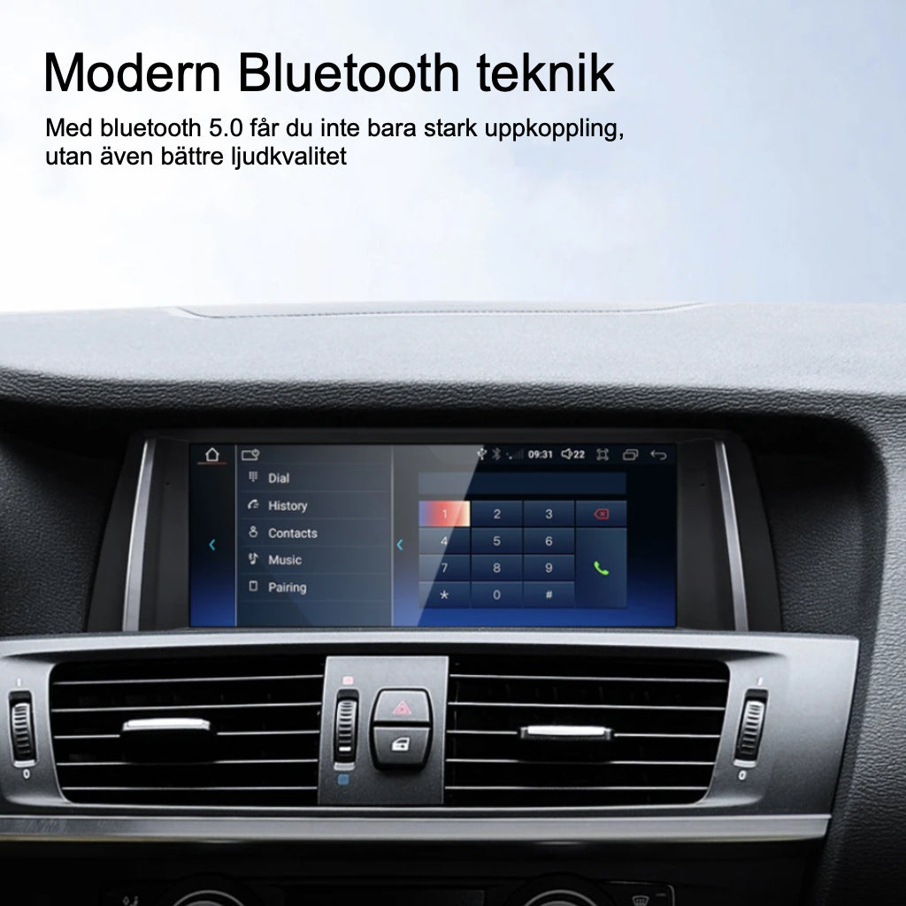 Bimmers Androidskärm för BMW X3 och X4 (F25,F26) ger tillgång till Bluetooth.