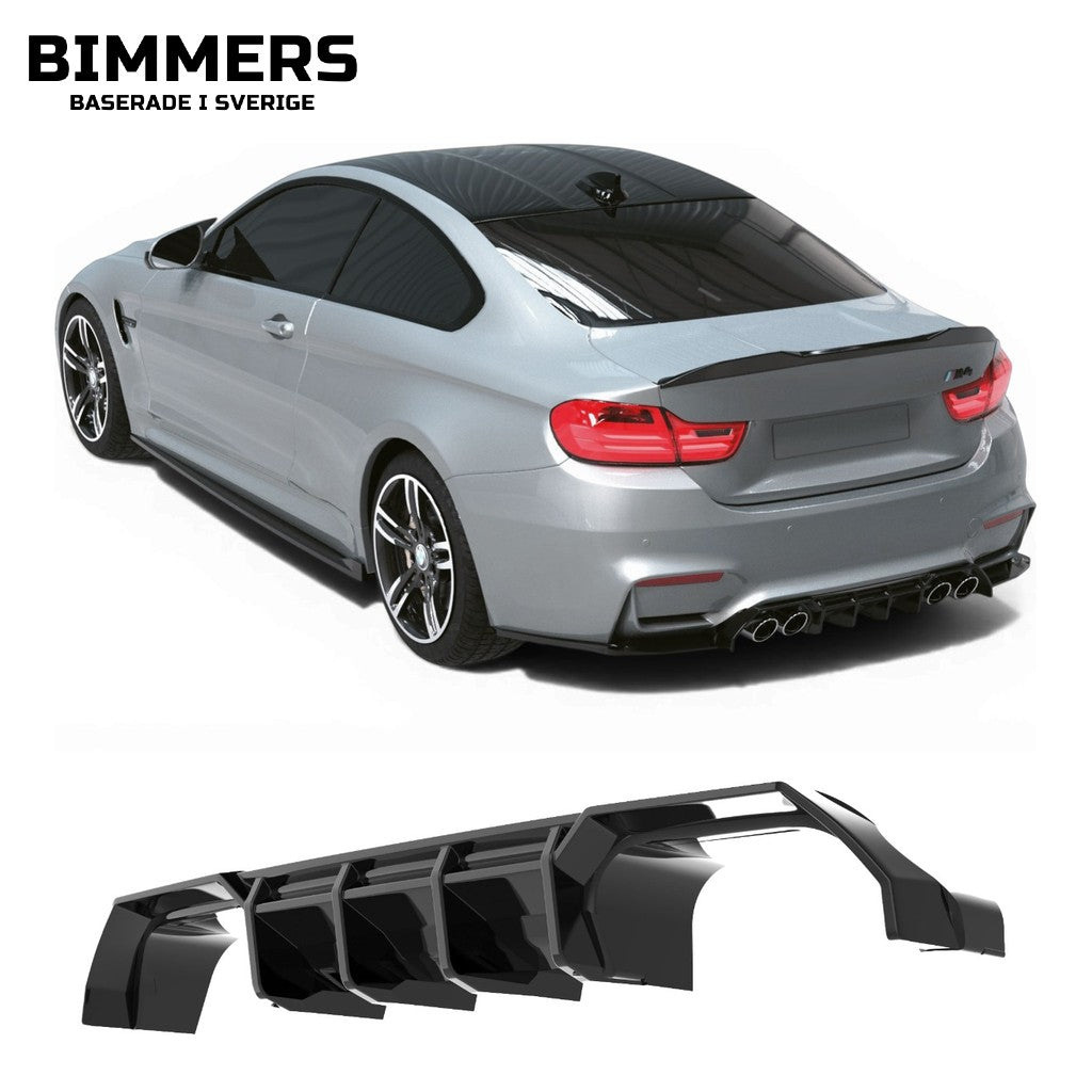 Diffusor Apex BMW M4 F82 2014-2021, blank svart, bild 1