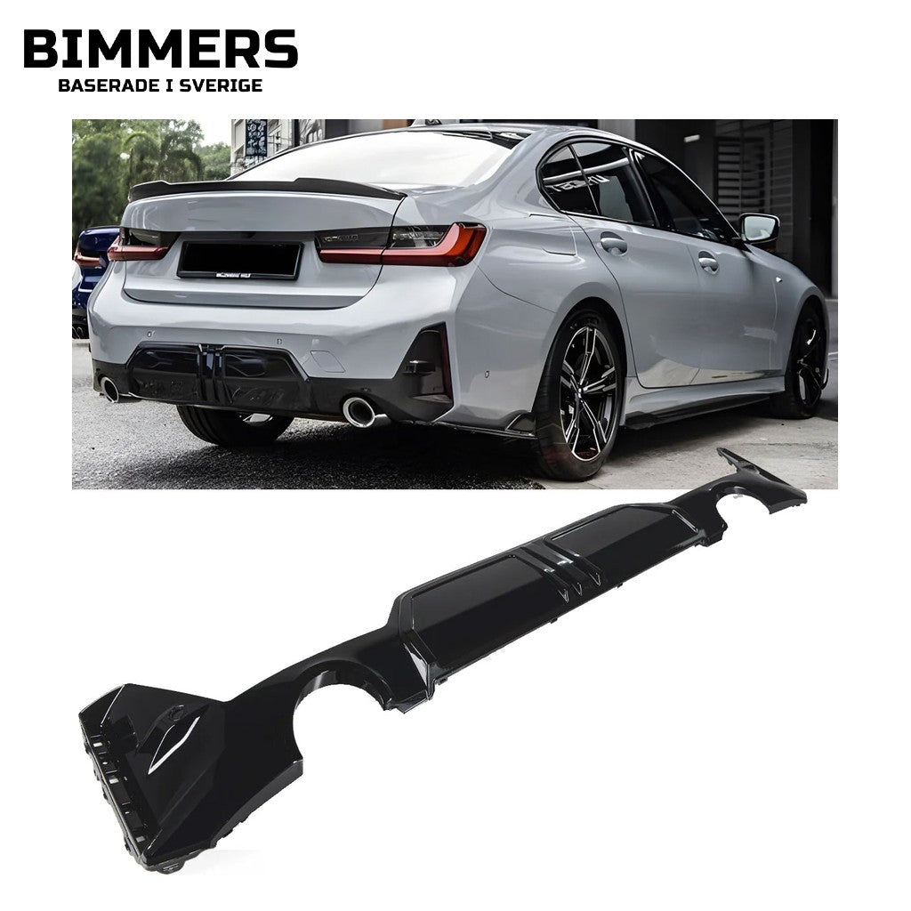 Diffusor BMW 3-serie G20 G21 LCI från 2022 M Sport, blank svart, bild 1