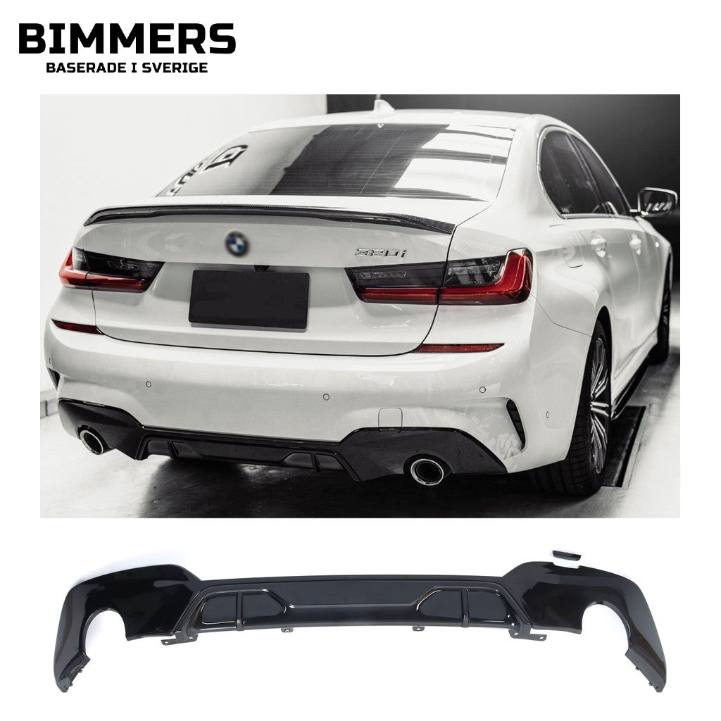 Diffusor BMW 3-serie G20 Pre LCI till 2022 M Sport, blank svart, bild 1