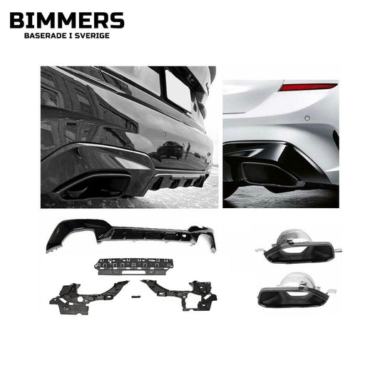 Diffusor med ändrörsblenden BMW 3-serie M340i G20 G21 2019-2022, blank svart, bild 1