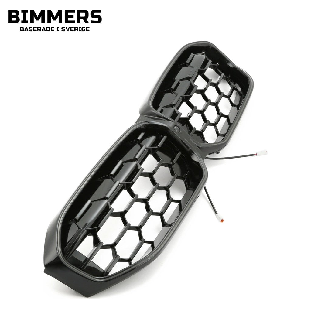 LED-njurgrill bikakemönster BMW 3-serie G20 G21 LCI från 2022, blank svart, bild 2