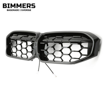 LED-njurgrill bikakemönster BMW 3-serie G20 G21 LCI från 2022, blank svart, bild 3