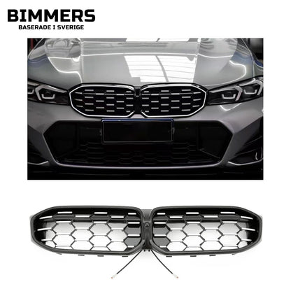 LED-njurgrill bikakemönster BMW 3-serie G20 G21 LCI från 2022, svart med krom, bild 1