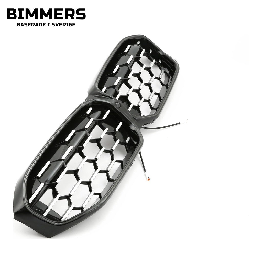 LED-njurgrill bikakemönster BMW 3-serie G20 G21 LCI från 2022, svart med krom, bild 3