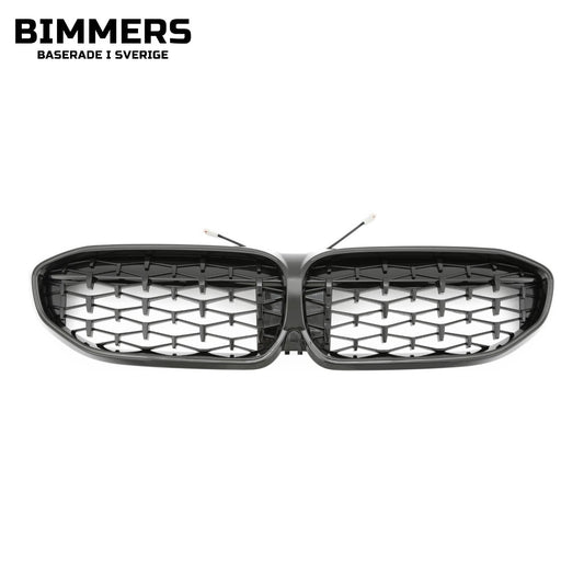LED-njurgrill diamantmönster BMW 3-serie G20 G21 Pre LCI 2019-2022, blank svart, bild 1