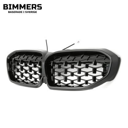 LED-njurgrill diamantmönster BMW 3-serie G20 G21 Pre LCI 2019-2022, blank svart, bild 3