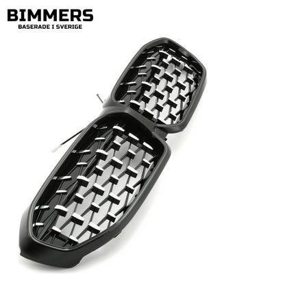 LED-njurgrill diamantmönster BMW 3-serie G20 G21 Pre LCI 2019-2022, blank svart med krom, bild 3