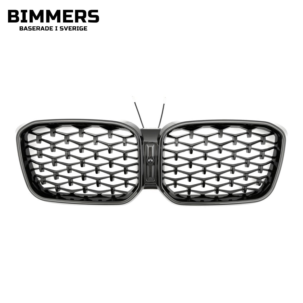 LED-njurgrill diamantmönster BMW X3 X4 G01 G02 LCI från 2021, blank svart, bild 1