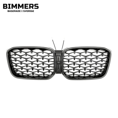 LED-njurgrill diamantmönster BMW X3 X4 G01 G02 LCI från 2021, blank svart, bild 1