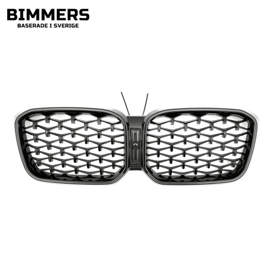LED-njurgrill diamantmönster BMW X3 X4 G01 G02 LCI från 2021, blank svart, bild 1