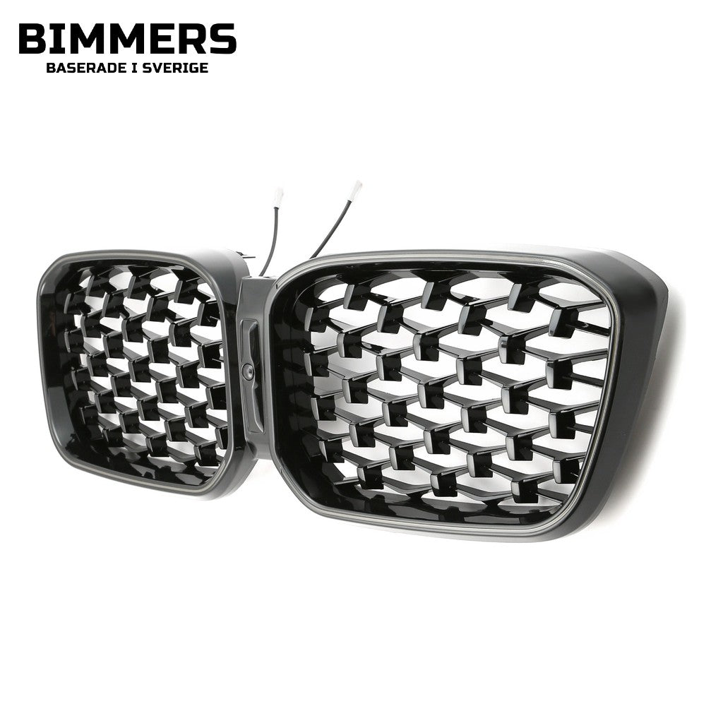 LED-njurgrill diamantmönster BMW X3 X4 G01 G02 LCI från 2021, blank svart, bild 2