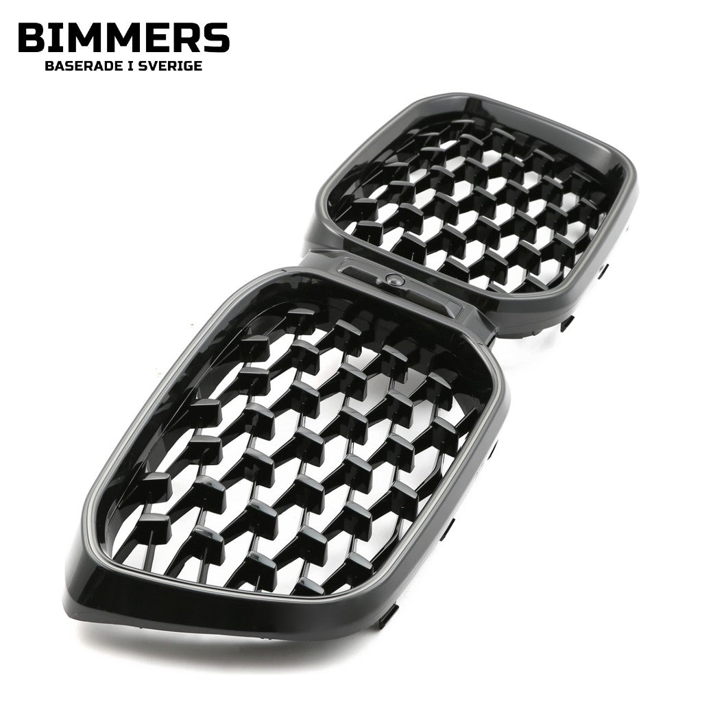 LED-njurgrill diamantmönster BMW X3 X4 G01 G02 LCI från 2021, blank svart, bild 3
