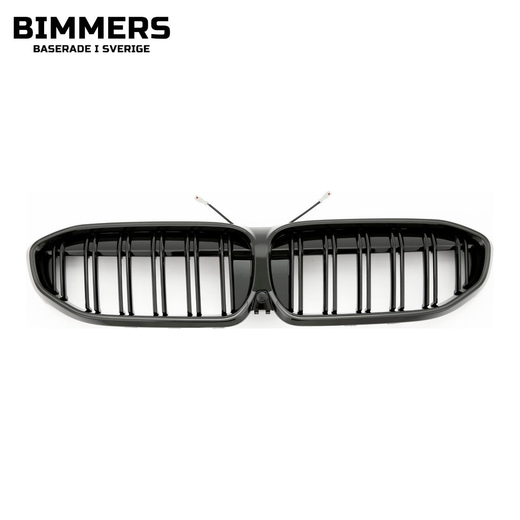 LED-njurgrill dubbla ribbor BMW 3-serie G20 G21 Pre LCI 2019-2022, blank svart, bild 1