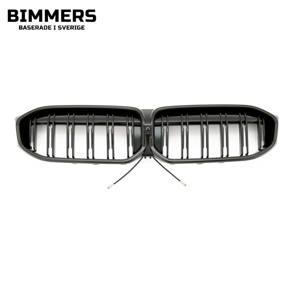 LED-njurgrill dubbla ribbor BMW 3-serie G20 G21 LCI från 2022, blank svart, bild 2