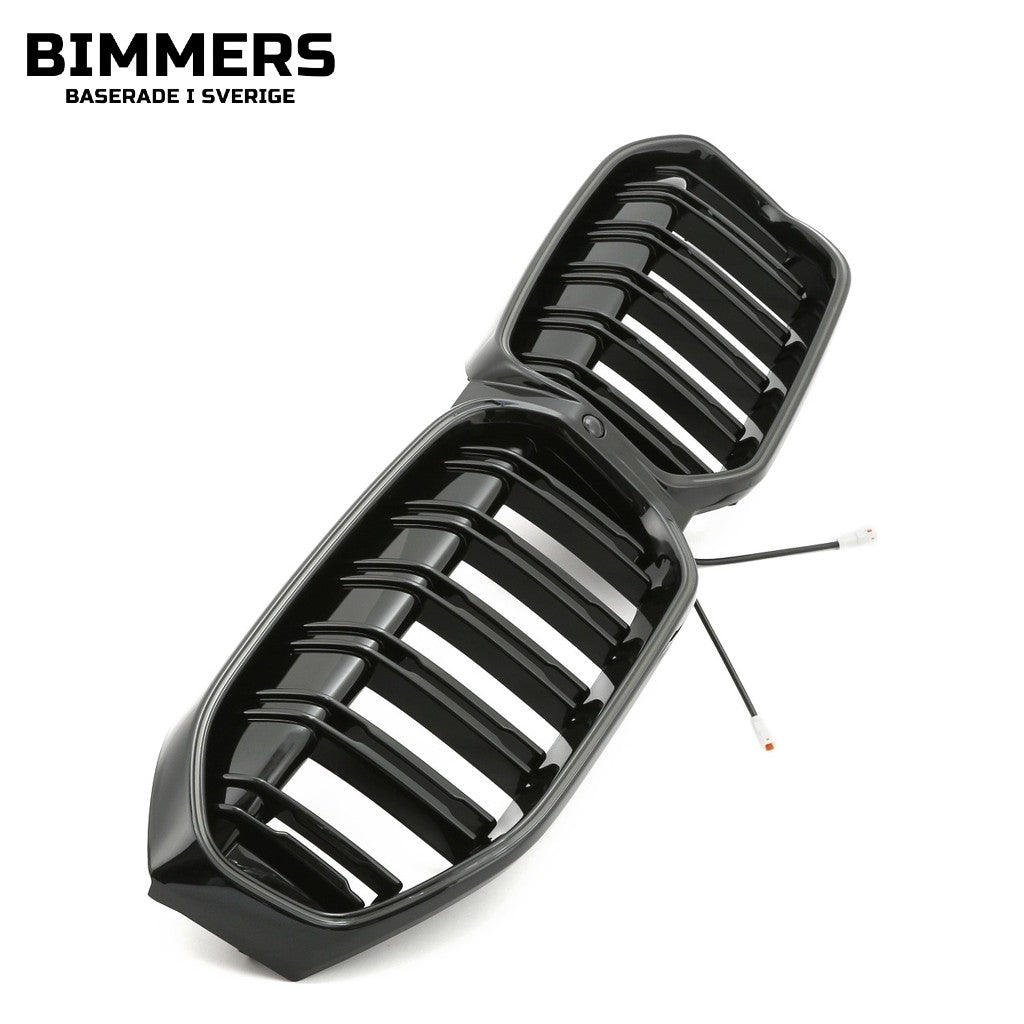 LED-njurgrill dubbla ribbor BMW 3-serie G20 G21 LCI från 2022, blank svart, bild 3