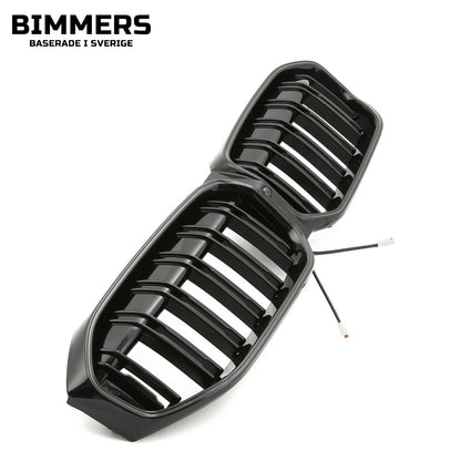 LED-njurgrill dubbla ribbor BMW 3-serie G20 G21 LCI från 2022, blank svart, bild 3
