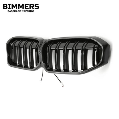 LED-njurgrill dubbla ribbor BMW 3-serie G20 G21 LCI från 2022, blank svart, bild 4