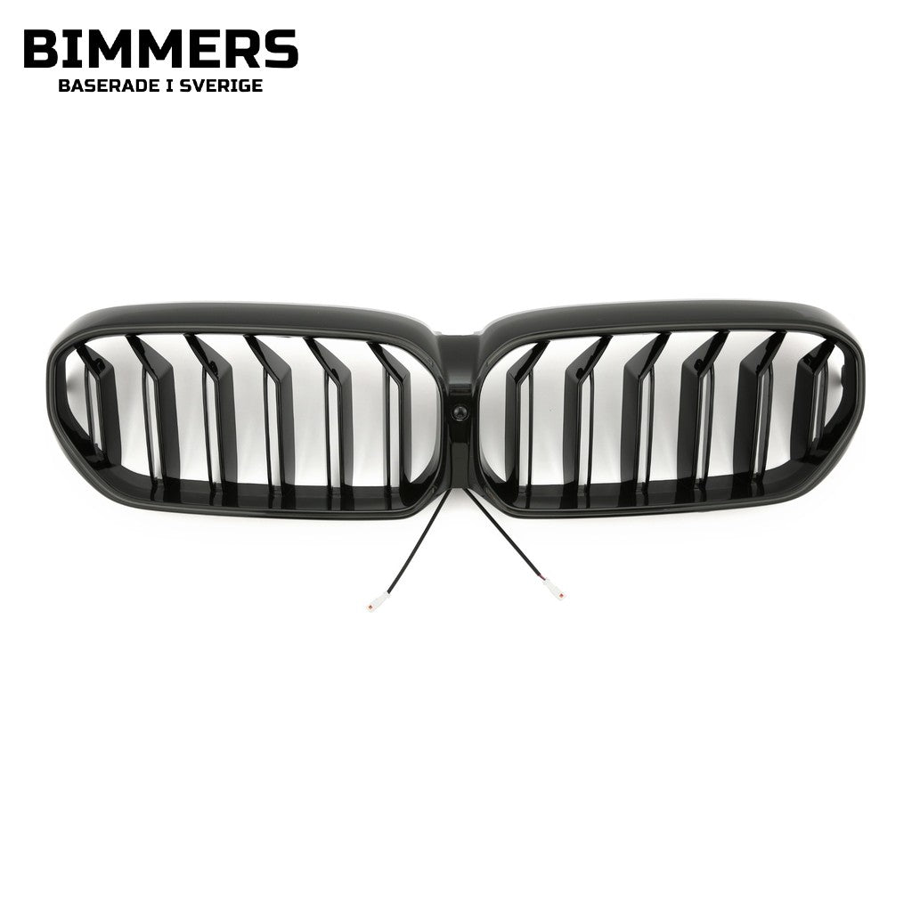 LED-njurgrill dubbla ribbor BMW 5-serie G30 G31 LCI från 2020, blank svart, bild 1
