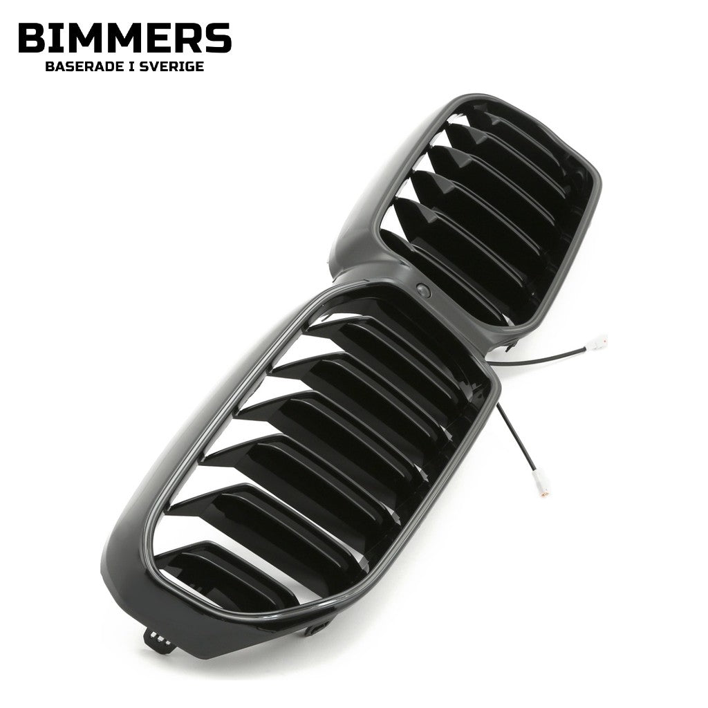 LED-njurgrill dubbla ribbor BMW 5-serie G30 G31 LCI från 2020, blank svart, bild 2