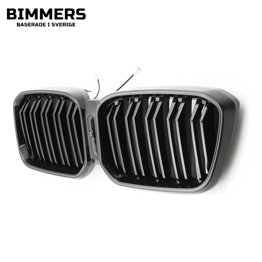 LED-njurgrill dubbla ribbor BMW X3 X4 G01 G02 LCI från 2021, blank svart, bild 2