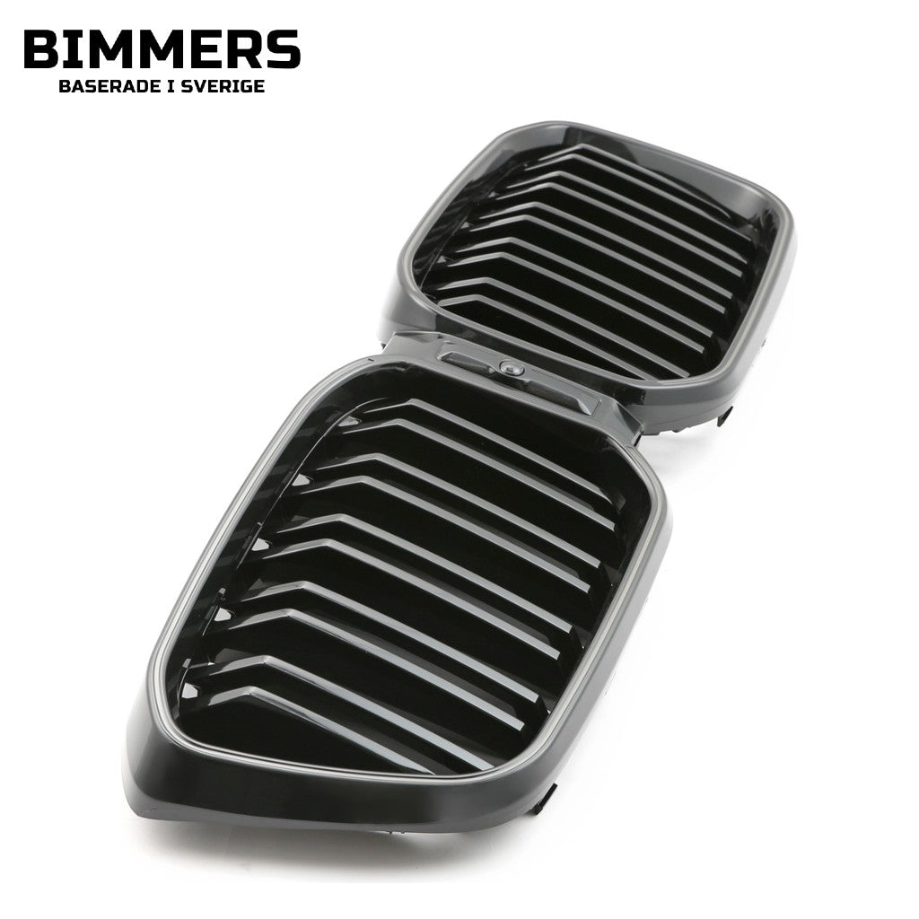 LED-njurgrill dubbla ribbor BMW X3 X4 G01 G02 LCI från 2021, blank svart, bild 3
