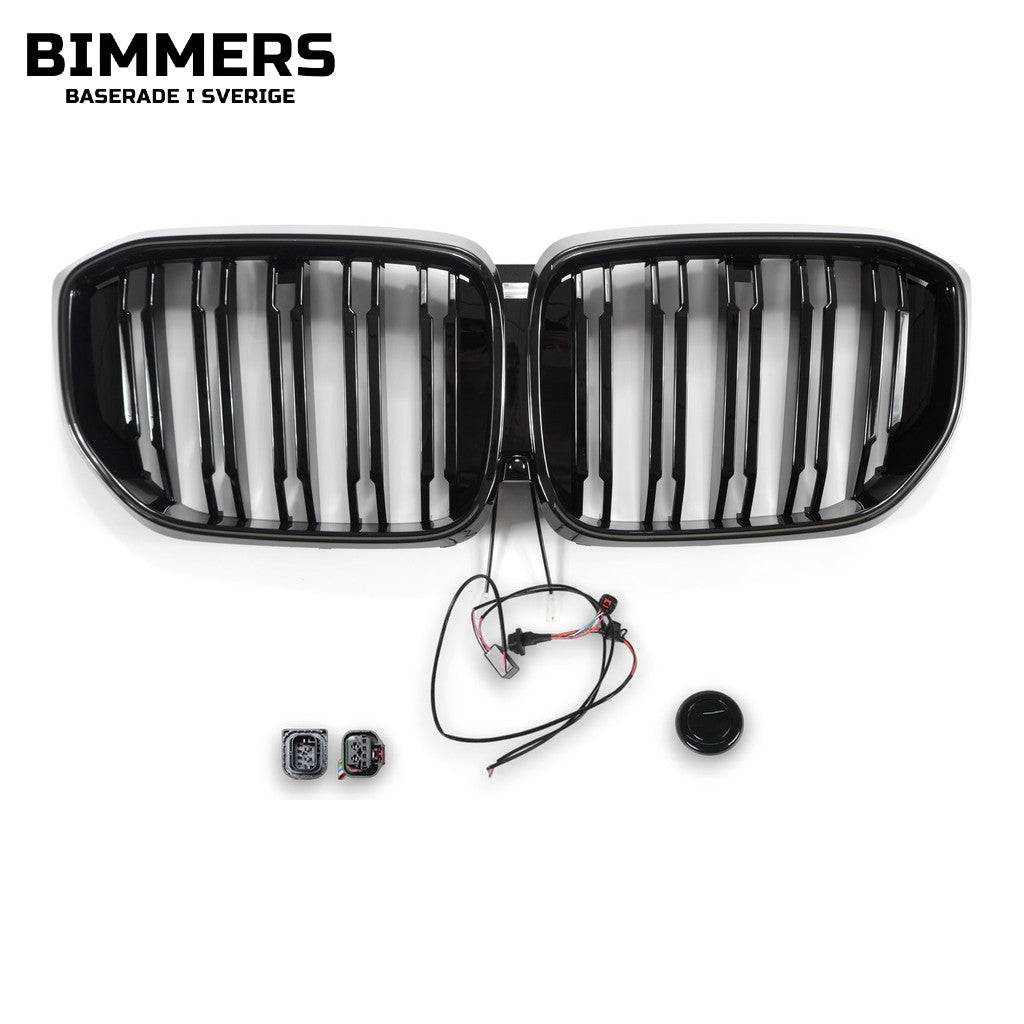 LED-njurgrill dubbla ribbor BMW X5 G05 LCI från 2023, blank svart, bild 1