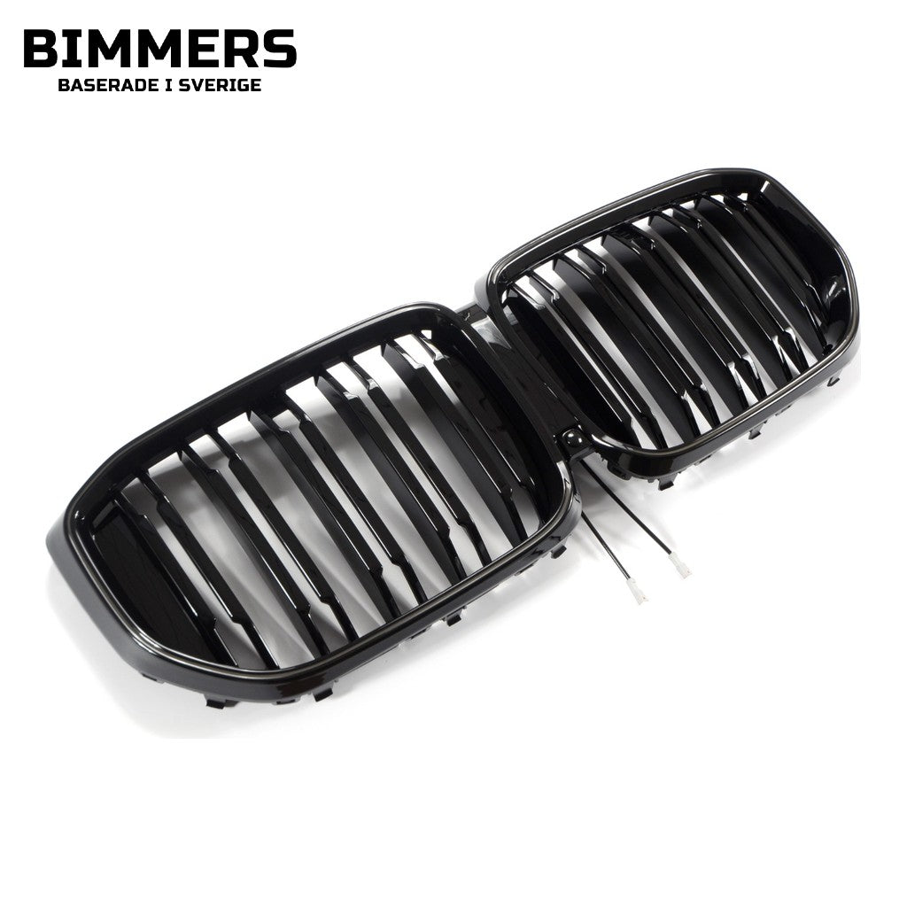 LED-njurgrill dubbla ribbor BMW X5 G05 LCI från 2023, blank svart, bild 2